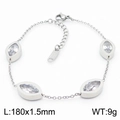 Silver stainless steel chain bracelet with marquise-cut clear zircon stones - Steel Color Marquise Gemstone Bracelet (KB169961-KLX)