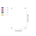 Detailed set of A4 acrylic magnetic weekly planner with six colorful markers and dimensions - TYU088 Small Blank Board (With 6 Pens)
