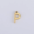 Close-up of a polished gold stainless steel letter P charm for DIY jewelry making - P (Bracelet Accessory) / Gold