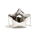 Shiny silver acrylic star-shaped mini clutch bag with slim metal chain shoulder strap - Silver