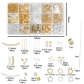 DIY jewelry making kit with 15 compartments of gold and silver plated metal accessories - 15 Grids / Includes Beading Needle / Gold and Silver Mixed Set