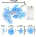 Blue ocean themed LED copper wire string lights with starfish, seahorse and seashell shapes - 4 Blue Ocean Styles Mixed / 1m 10-LED 2AA Battery Box (Steady On)