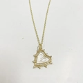 Gold heart pendant with white enamel and sparkling zircon stones on a thin chain - White