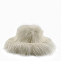 Faux fur winter hat in white featuring premium fluffy texture for a bold punk style - Pure White