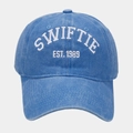 Vintage blue washed cotton baseball cap with white SWIFTIE EST. 1989 embroidery - Light Blue