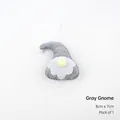 Handmade gray Christmas gnome felt ornament with white beard and hanging string, 8x7cm - Grey Gnome