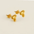 Minimalist 18K gold plated titanium steel stud earrings in polished bubble T-letter style - Letter T