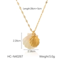 Detail of 18K gold starfish and shell pendant necklace showing 39cm length and dimensions - Gold Shell Style (HC-N40267)