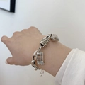 Minimalist S925 sterling silver chain bracelet with heart charm and abacus pendant - Abacus Heart Style-SL0424