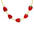 Fashion strawberry and gold bead necklace set with vibrant red and green fruit accents - B3-Bright Red Strawberry Necklace