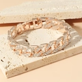 Bracciale a catena cubana hip hop in oro rosa con strass bianchi scintillanti - Oro rosa