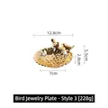 Polished gold ceramic jewelry tray with decorative bird figurines diameter 12.8cm - Bird Jewelry Dish - Style 3 Gold
