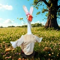 23-inch garden goose in rabbit costume with pink ears for Easter porch decor - Easter Rabbit A