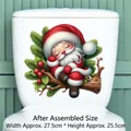 Christmas toilet lid sticker featuring sleeping Santa Claus, 27.5cm by 25.5cm decor - Style 02 (Santa on Branch)