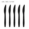 Set of 10 black disposable plastic knives for motorcycle theme birthday party 16.1cm - 10PCS Knives