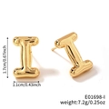 Polished gold bubble letter I stud earrings for women with dimension measurement details - Letter I (E01698-I)