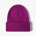 Gorro de punto acanalado grueso en color púrpura oscuro con dobladillo para invierno - Talla única / Púrpura profundo