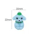 Blue resin puppy figurine wearing a green hat and scarf, size 16mm by 22mm, weight 2g - Sky Blue Christmas Dog