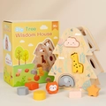 Wooden Big Tree Wisdom House shape sorter toy with colorful animal and geometric blocks - Big Tree Wisdom House 2