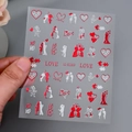 Adesivi per unghie impermeabili di San Valentino con motivi a cuore rosso - Stile Silhouette di Coppia (XZ-D2303) / Rosso