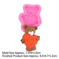 Pink silicone bear mold making a brown teddy bear holding an I Love You heart decoration - 2# Bear Holding Heart (I LOVE YOU) / Pink
