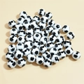 50-piece set of 10-12mm soccer pattern acrylic beads for DIY jewelry and bracelet making - 8mm Football White Background Black Block