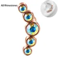 Rose gold curved ear stud featuring five sparkling AB iridescent crystals for cartilage piercing - Rose Gold - AB Zircon Curved