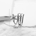 Detailed view of butterfly ear cuff with micro-pave cubic zirconia, 1.88cm x 1.84cm size - Silver #6