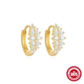 Elegant S925 sterling silver gold hoop earrings featuring sparkling white zircon accents - 925 Silver / Gold #3