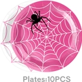 Set di 10 piatti usa e getta con ragnatela rosa e bianca per decorazioni feste - 10 Piatti da 9 Pollici