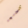 Ethnic golden ear cuff with hanging natural purple stone chips for boho hairstyles - Dark Purple Short E9302
