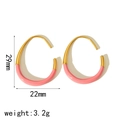Detailed view of 18k gold plated earrings with pink enamel measuring 29mm by 22mm - Pink(TE6586-PK)