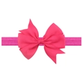 Detailed texture of fuchsia grosgrain ribbon bow on soft elastic baby headband - Rose Red