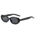 Klassische ovale Retro-Sonnenbrille mit schwarzem Harzrahmen und dunklen Gläsern - Schwarzer Rahmen Schwarz Graue Gläser