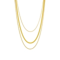 Collana a tre strati in acciaio al titanio dorato con design a catena a serpente - Oro