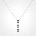 Elegant S925 silver Y-shaped necklace with triple blue evil eye teardrop pendants - 925 Silver / 925 Sterling Silver