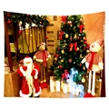 Detailed Christmas wall tapestry featuring a festive tree, Santa, reindeer and snowman - Style 9