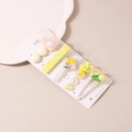 Detail view of yellow tulip and pearl hair clip set with sparkling rhinestone accents - C Style-Yellow Collection