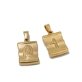 Vintage golden stainless steel religious cross and Virgin Mary charms in scroll design - Stainless Steel / Gold Guadalupe