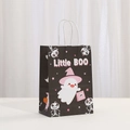 Dettaglio del sacchetto regalo Halloween in carta kraft con stampa Little Boo e manici - 446-3 Nero Little BOO