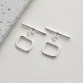 Close-up of silver-plated stainless steel OT toggle clasp for DIY jewelry making - Style G Square Clasp / Silver