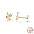 S925 Sterlingsilber goldene Schlangen-Ohrstecker mit flachem Schraubverschluss - Schlangenform (Stil 3) / Gold