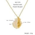 18k gold plated stainless steel necklace featuring white shell and conch pendants - Conch & Shell Style (1570)