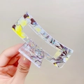 Transparent floral claw clip with yellow flowers and iridescent finish for hair - Vintage Peony