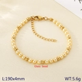 Elegant 4mm glass pearl and gold bead woven bracelet with 190mm adjustable chain link - 4mm Gold (KB207033-Z)