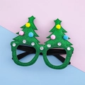 Occhiali albero di Natale per bambini con paillettes verdi e pompon per feste - Albero di Natale