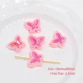 Pink UV plated acrylic bow beads for DIY necklaces with 2.5mm hole and pearl texture - Pink