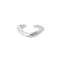 Minimalist irregular wave-shaped open ring in polished silver finish for women - 32 (Silver Wave Minimalist) / Single Piece