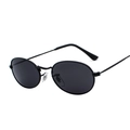 Vintage oval black metal sunglasses with thin frame and dark lenses for men and women - Black Frame Black Gray Lens C6