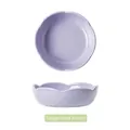 Single purple ceramic cat bowl with flower petal rim design and high quality glaze finish - Single Purple Flower Bowl